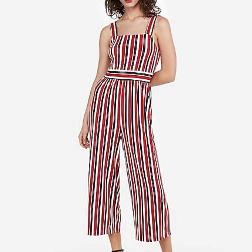 Express stripe square neck jumpsuit
